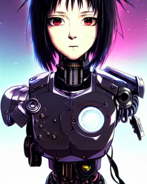 portrait Anime cyborg girl, cyberpunk, cute-fine-face,, Stable Diffusion