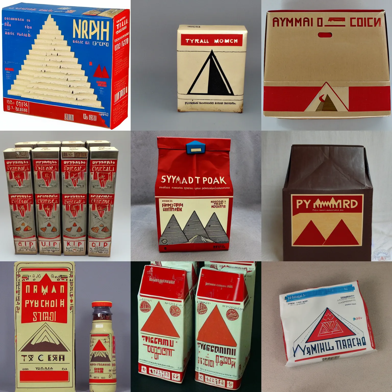 Prompt: pyramid!!! triangle!!! cardboard!!! soviet ussr milk pack