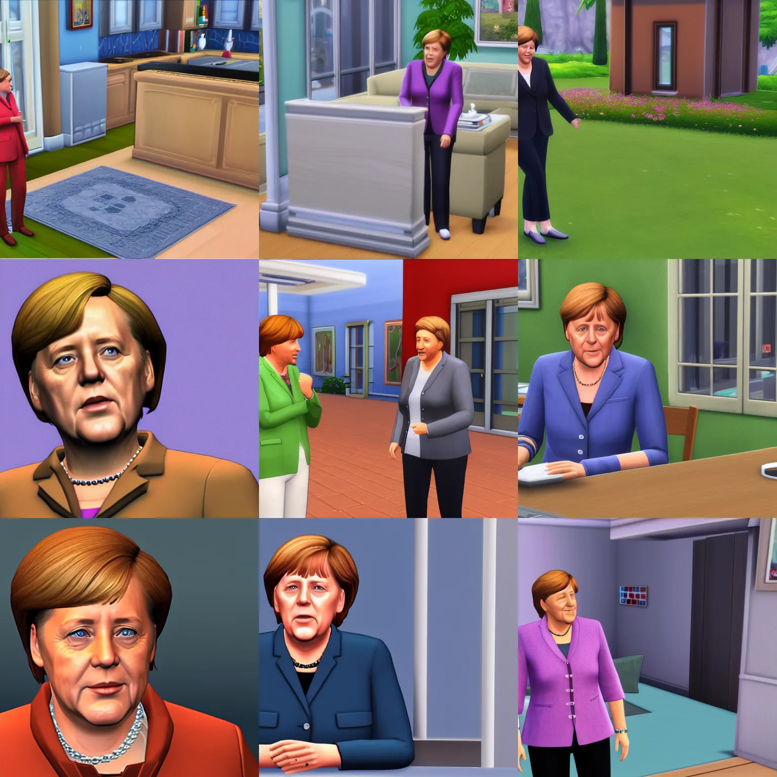 Prompt: Angela Merkel in The Sims 4