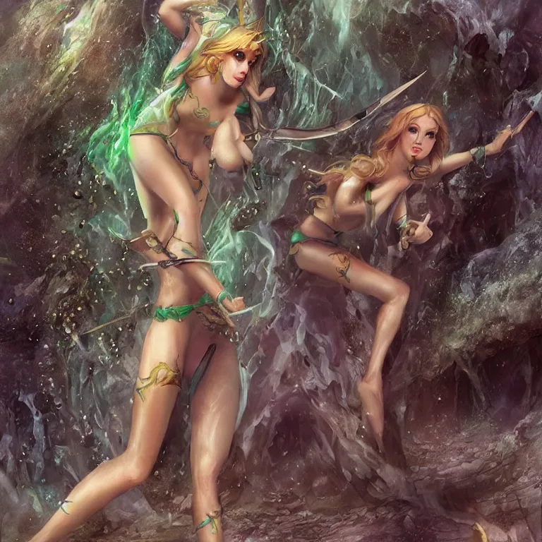 Prompt: deep diving female elf fantasy, realistic
