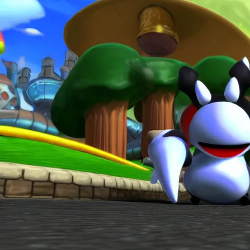 Image similar to hollow knight in mario kart, hd character model