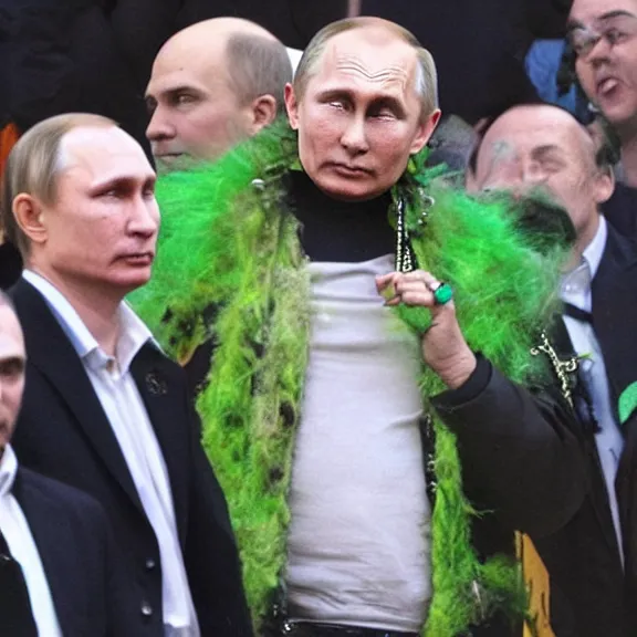 Image similar to punk vladimir putin with green mohawk