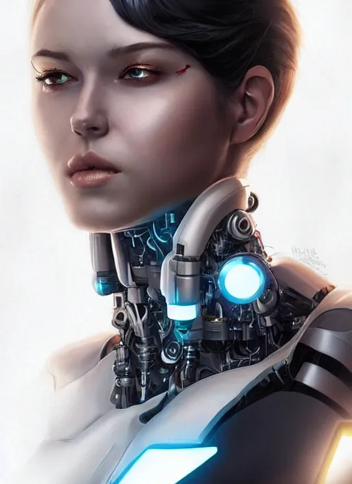 Image similar to portrait of a cyborg woman who turns her head to the ((((((right))))) left+350 (((((up))))) (((((down))))) by Artgerm,eyes closed , biomechanical, hyper detailled, trending on artstation