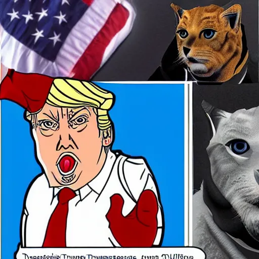 Prompt: donald trump as a furry with prison tattoos