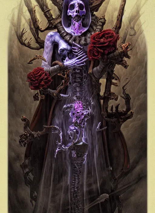 Prompt: fineart illustration of the necromancer, hyper detailed, fantasy surrealism, crisp