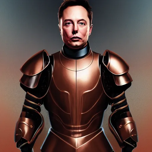Prompt: a full body portrait of a elon musk wearing armour, highly detailed, cinematic lighting, hyperrealistic, 4 k, digital art