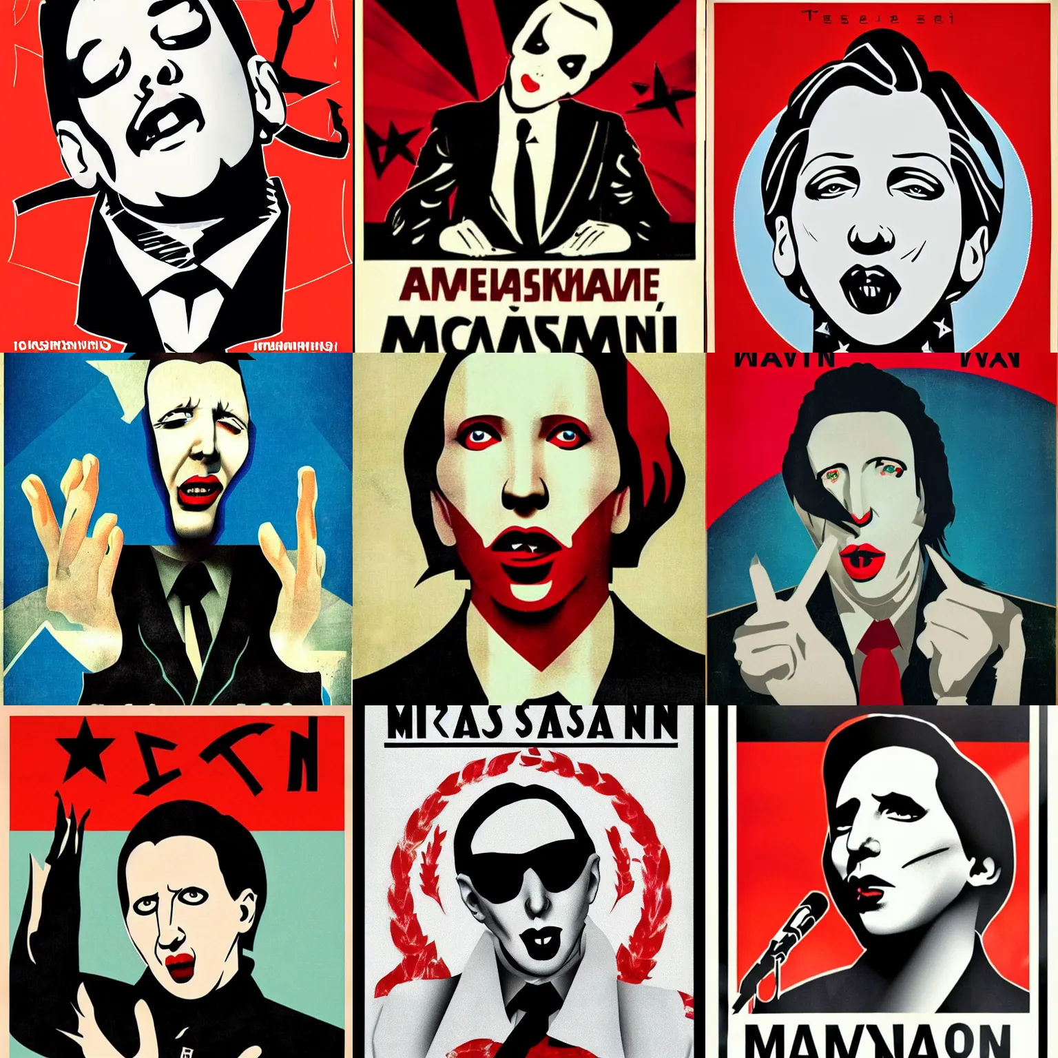 Prompt: Marilyn Manson, soviet style propaganda poster