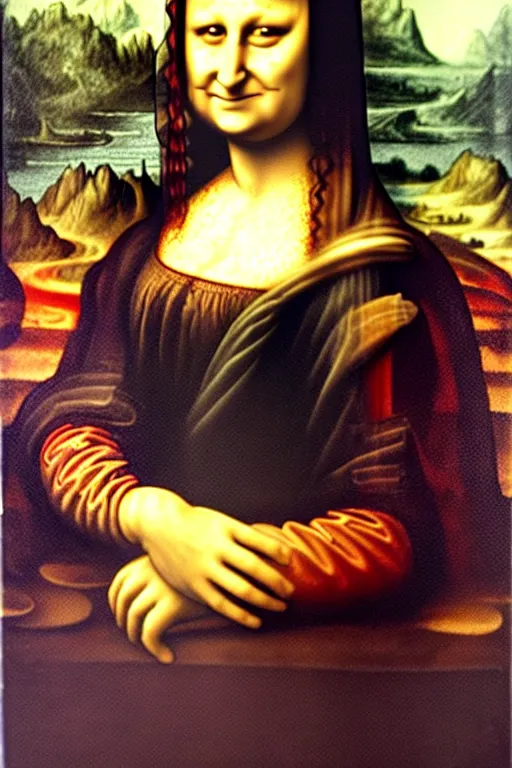 Image similar to oil painting of zombie mona lisa by leonardo da vinci