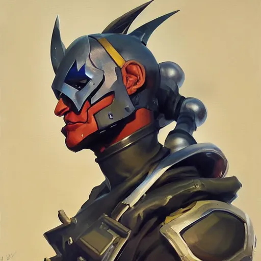 Image similar to greg manchess portrait painting of armored joker as overwatch character, medium shot, asymmetrical, profile picture, organic painting, sunny day, matte painting, bold shapes, hard edges, street art, trending on artstation, by huang guangjian and gil elvgren and sachin teng