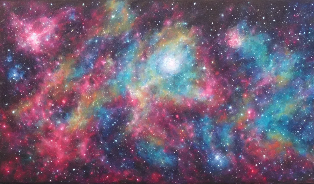 Image similar to galaxies and nebulae, oil painting