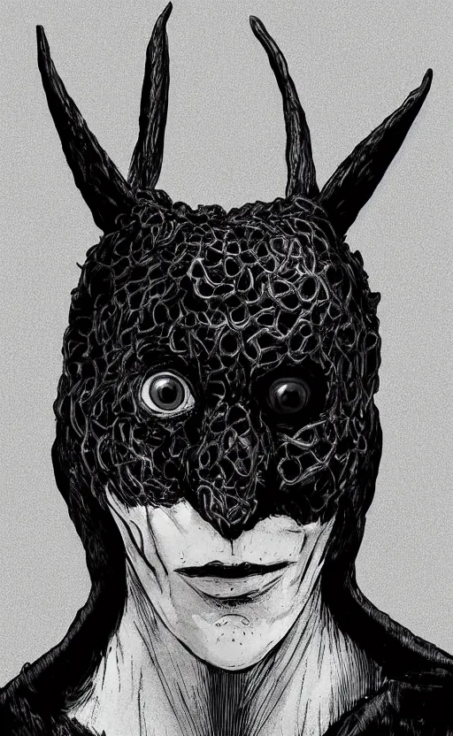 Prompt: portrait of frank from donnie darko in the style of pan from pan's labyrinth, highly detailed, 4 k, ultrarealistic