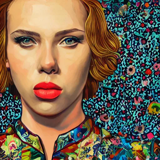 Image similar to Scarlet Johansson, painted by Martine Johanna