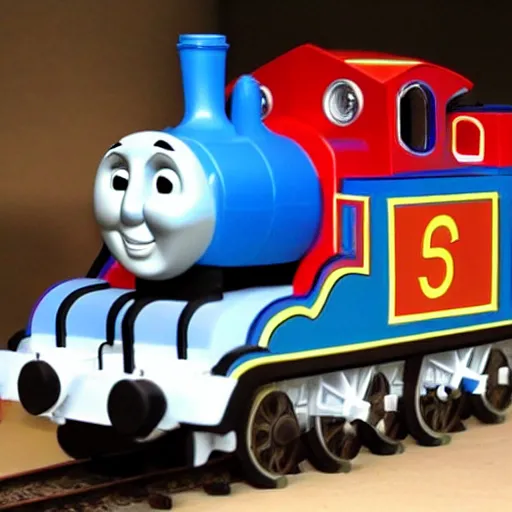 Image similar to thomas the tank engine painted in pearlescent white