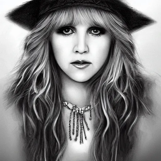 Prompt: beautiful lifelike award winning pencil illustration of stevie nicks trending on art station artgerm cinematic atmospheric