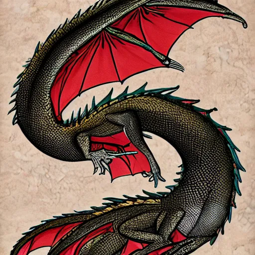 Prompt: Taxonomy art of a real dragon