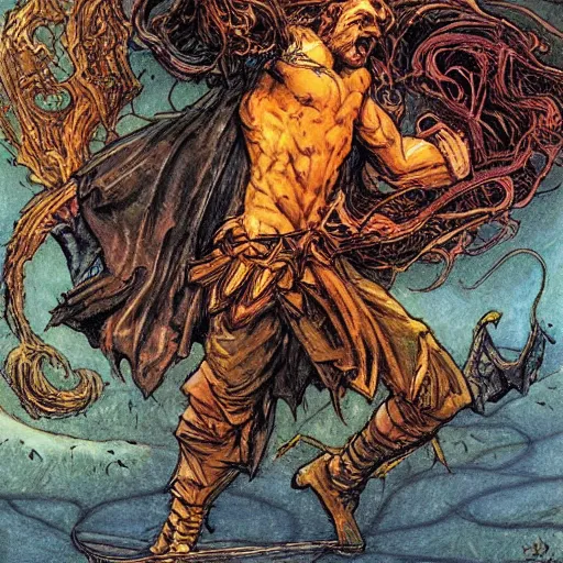 Image similar to magic the gathering koth bringer of fire - art by rebecca guay