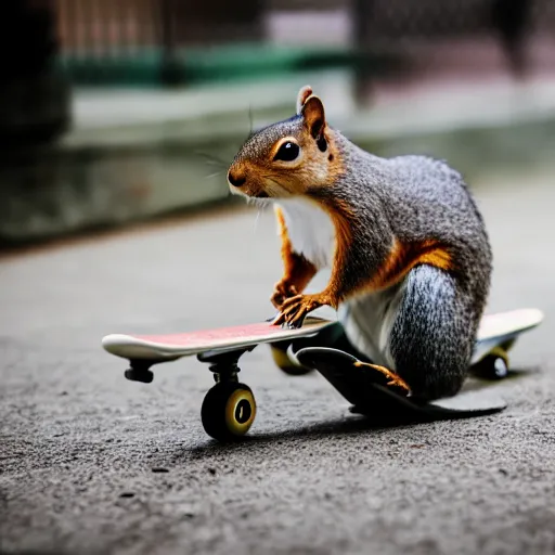 Image similar to a photo of a squirrel on a skateboard