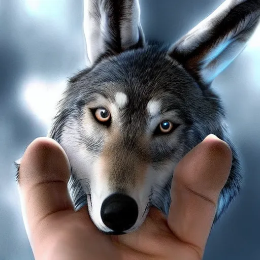 Prompt: a wolf with human hands and bunny ears trending on artstation deviantart pinterest photorealistic hd 8 k highlights and shadow detailed high resolution