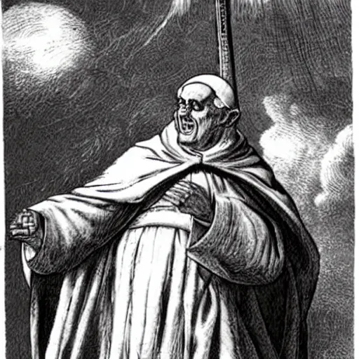 Prompt: photo of pope vampire hunter