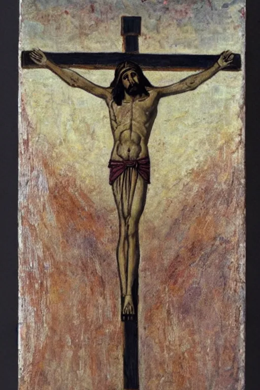 Prompt: crucified christ painted by a child