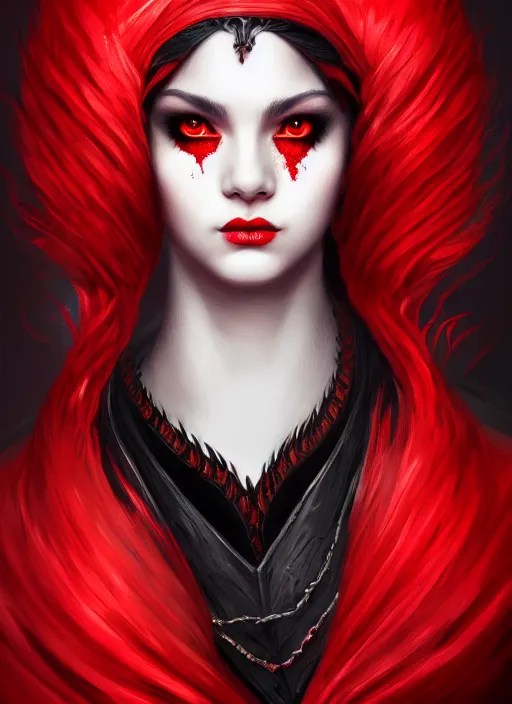 Prompt: black dragon kalameeth + portrait beautiful face + trending on artstation + incredible black and red gothic illustration + exquisite detail, painterly