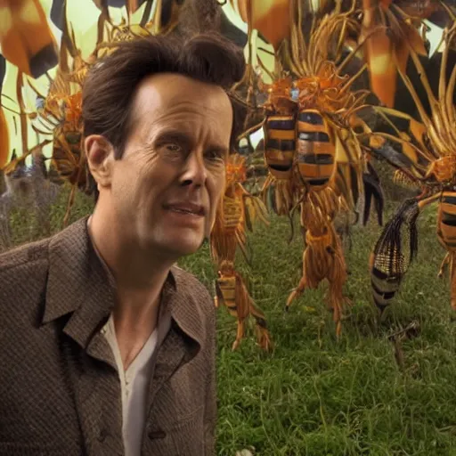 Prompt: hyperrealistic dslr film still of ace ventura pet detective in the wicker man, bees,, stunning 8 k octane comprehensive 3 d render, inspired by istvan sandorfi & greg rutkowski & unreal engine, perfect symmetry, dim volumetric cinematic lighting, extremely hyper - detailed, extremely lifelike attributes & lifelike texture, intricate, masterpiece, artstation, stunning