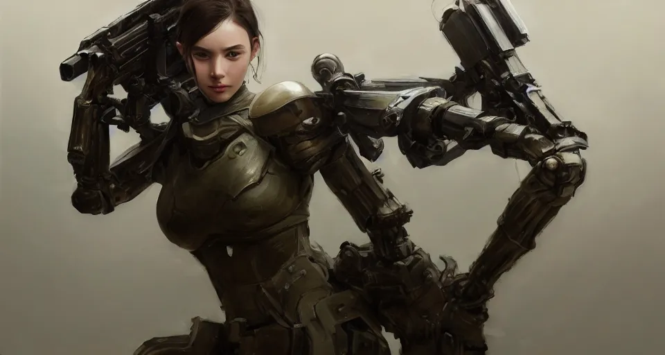 Prompt: a photorealistic painting of an attractive young girl, clothed in stealth-like battle armor, a giant sci-fi sniper rifle, olive skin, long dark hair, beautiful bone structure, symmetrical face, perfect eyes, intricate details, elegant, digital painting, illustration, sharp focus, minimal artifacts, from Metal Gear, in the style of Ruan Jia and Mandy Jurgens and Greg Rutkowski, trending on Artstation, award winning, unreal engine, octane render