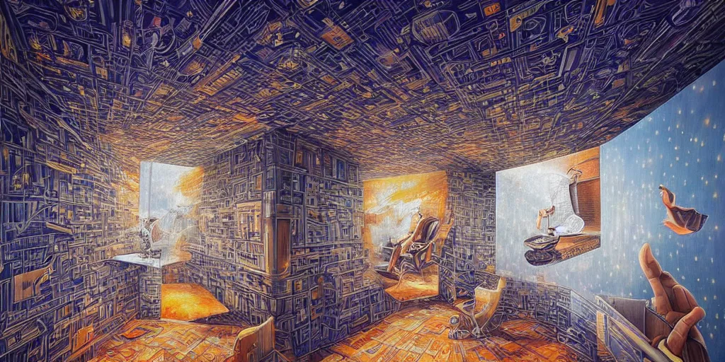 Image similar to the infinite hotel, Mind-Blowing Illusion Painting by Tomek Sętowski