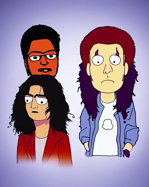 Image similar to portrait of michael jackson in the style of justin roiland. cinematic lighting. style of rick & morty. photographic, photography. by justin roiland