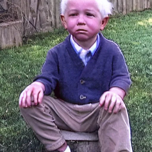 Image similar to Bernie Sanders with gray hair as a child, colorized