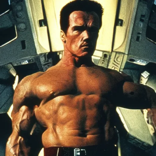 Prompt: psionic Arnold Schwarzenegger, Total Recall style