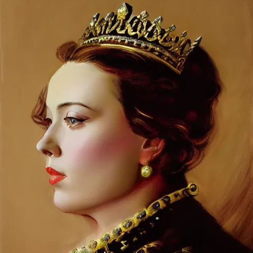 Prompt: frank frazetta portrait of scarlett johansson as queen victoria, full body, 8 k, realistic, photo real, smooth, sharp, intricate detail, hyper detail, dramatic lighting, dramatic shading