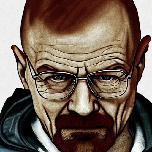 Prompt: A sketch of Walter White from breaking bad, still image