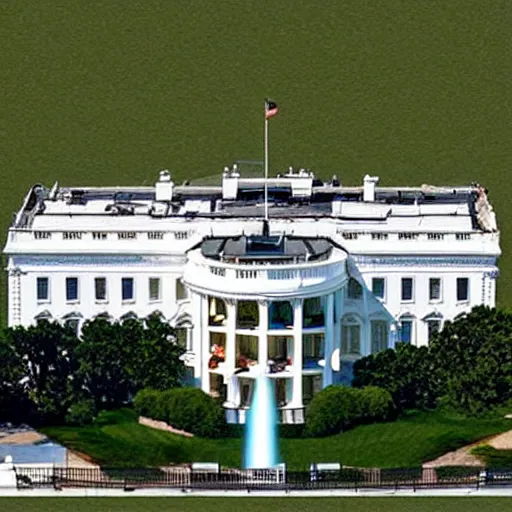 Image similar to aerial view of white house on fire alien invasion