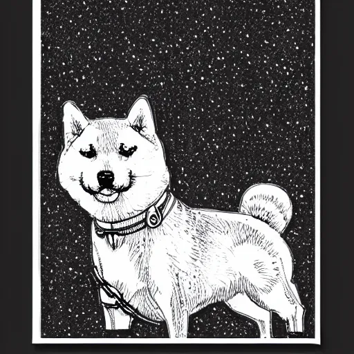 Image similar to Black and white coloring book page of a Shiba Inu