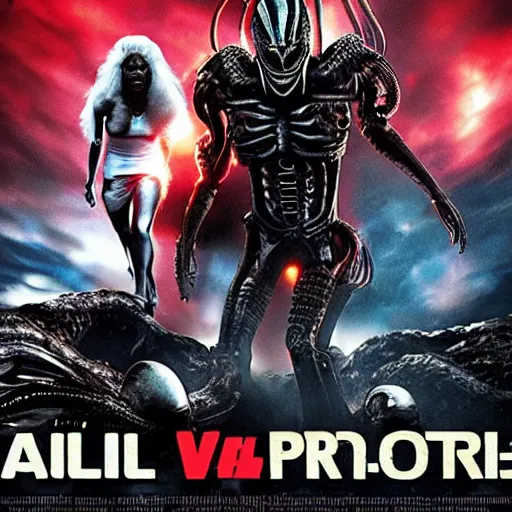 Image similar to alien vs. predator movie poster.