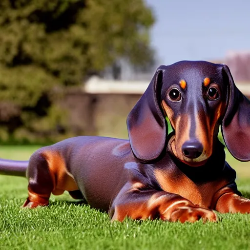 Image similar to realistic photo of a 10 foot long dachshund dog