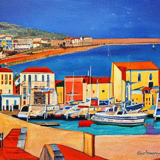 Prompt: tanger harbour painting by claude monnaie