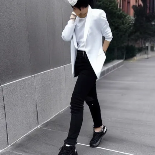 Black and best sale white outfit korean