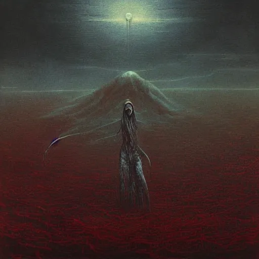 Prompt: apocalyptic painting with beksinski style