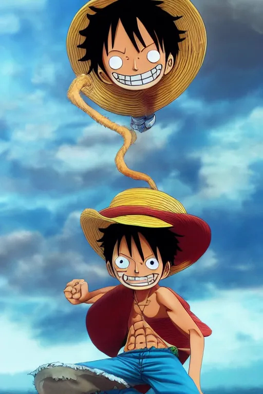 aerial photo of luffy, by shunji dodo, 8 k resolution