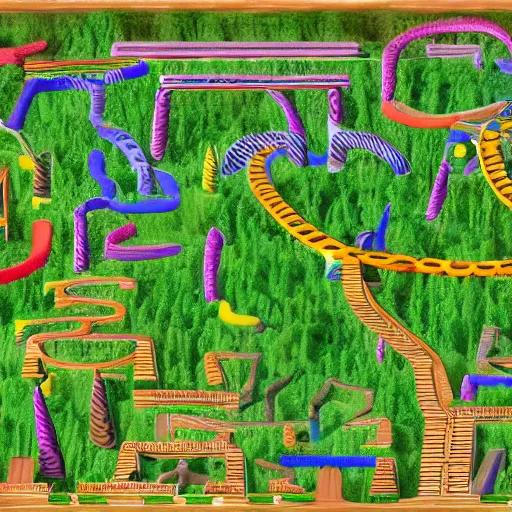 Prompt: a high quality photo of jungle maze schema, 8k, extremely detailed, photorealistic