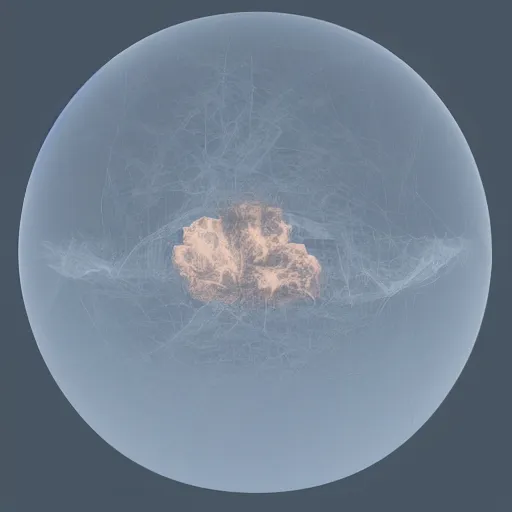 Image similar to fire and haze inside a transparent sphere, vray