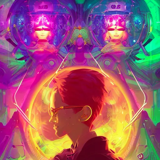 Image similar to skill magic geek inside matrix deepdream radiating a glowing aura stuff loot legends stylized digital illustration video game icon artstation lois van baarle, ilya kuvshinov, rossdraws,