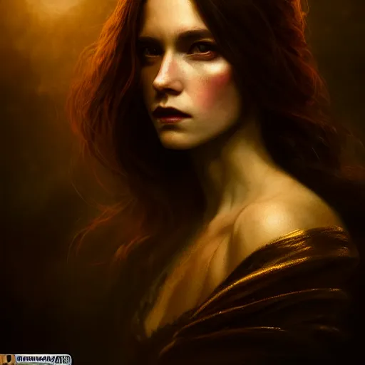 Image similar to majestic gracious regal aristocratic brunette female vampire portrait, atmospheric lighting, painted, menacing, intricate, volumetric lighting, beautiful, rich deep colours masterpiece, golden hour, sharp focus, ultra detailed, by leesha hannigan, ross tran, thierry doizon, kai carpenter, ignacio fernandez rios