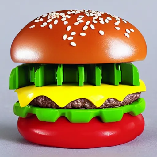 Image similar to a hamburger transformer toy from mcdonald ’ s