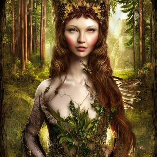 Image similar to fairy tale; forest; goddess of the hunt; Ferdinand Khab; deep woods; warrior woman; archery, Art of Illusion, Artrift, finalRender, Flickr, IMAX, Polycount, r/Art, shadow depth, Sketchfab, Sketchlab, Substance Designer, VRay; trending on r/deepdream; AppGameKit, recursive ray tracing; volumetric lighting; ambient occlusion, Hyper detailed digital matte painting, concept art, hyperrealism, Cinema 4D, 8k resolution, 64 megapixels, bokeh, CGSociety, ZBrush Central, behance HD, hypermaximalist, a masterpiece, 4K, Ukiyo-e, film noir, neon, beautiful, deep colors, bright, amazing, gorgeous, wonderful, great, marvelous, fantastic, magnificent, excellent, fabulous, lovely, astonishing, outstanding, splendid, glorious, mist, by Gustav Klimt and Gustave Doré,