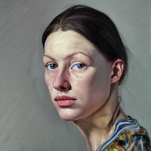 Prompt: high quality high detail painting by lucian freud, hd, 2 5 year old girl portrait, photorealistic lighting