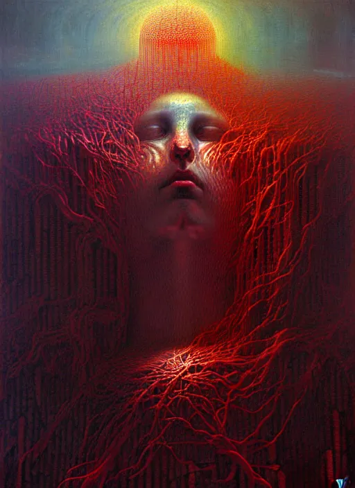 Image similar to half buried god machine detailed painting by johann baptist zimmermann and zdzisław beksinski