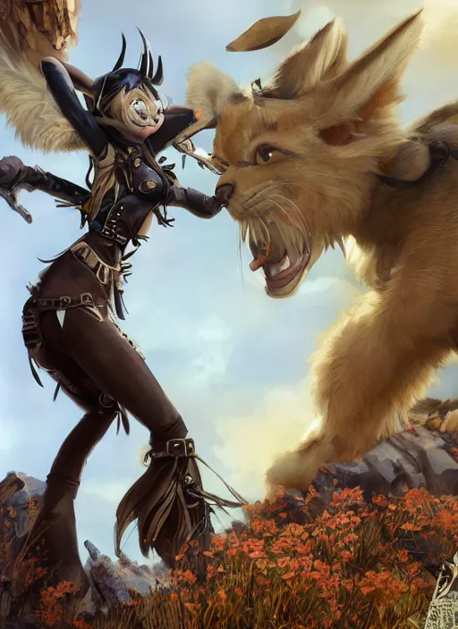 Prompt: wide angle beautiful full body portrait of a strong female anthropomorphic anthro lynx fursona wearing a steampunk leather pants. from behind, paw pads, character design by disney, anime, manga, charlie bowater, ross tran, artgerm, and makoto shinkai, detailed, soft lighting, rendered in octane, white fur, white lynx face